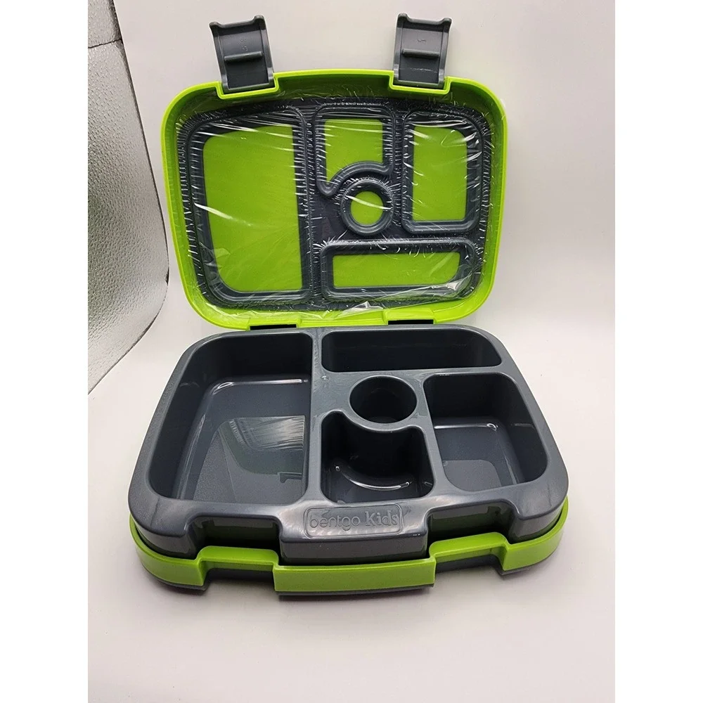 NEW Bentgo Kids Lunch Box Green Navy Blue Dinosaur Print 5-Compartment